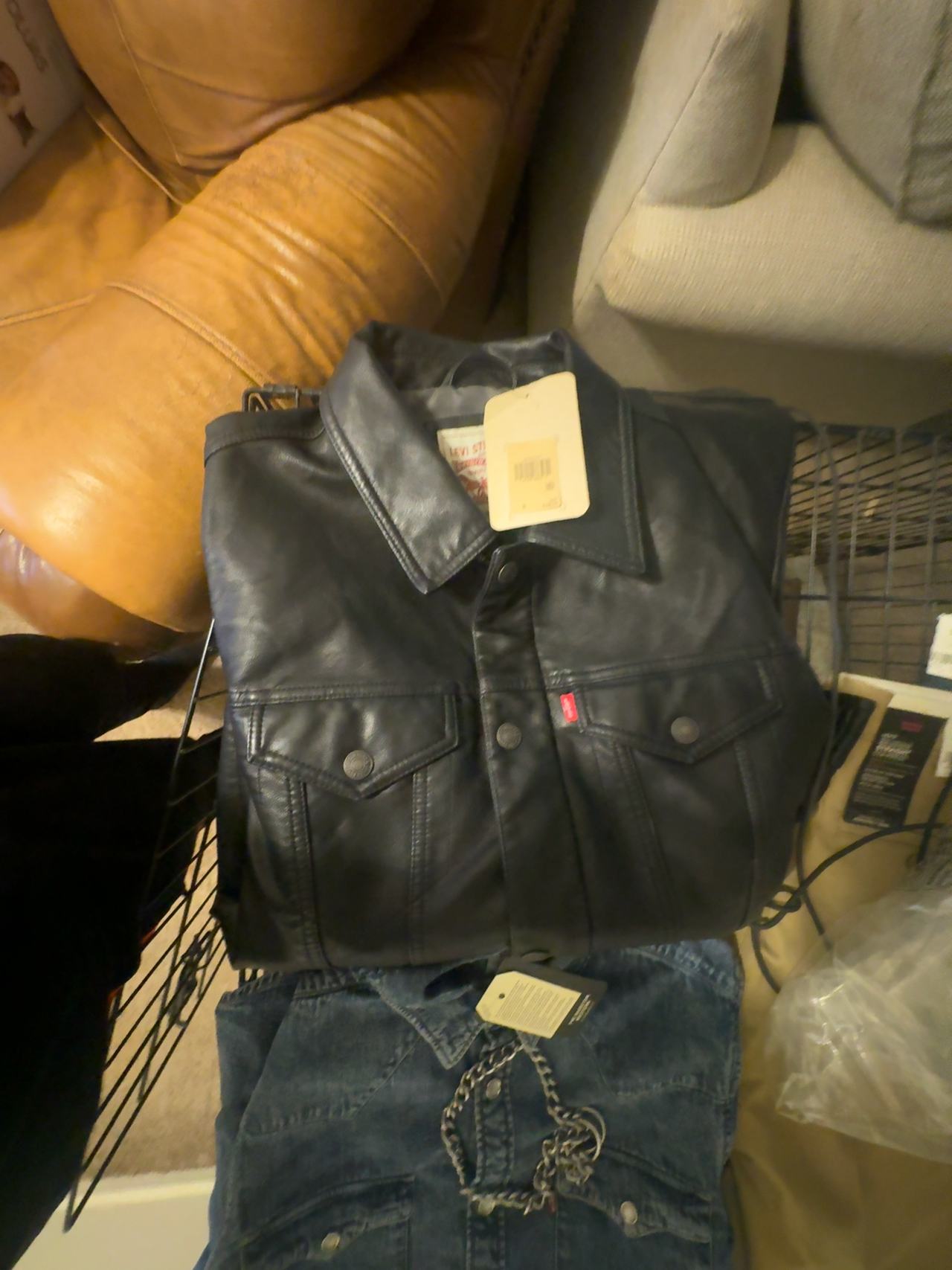 Levi's Leather Trucker Jacket Black