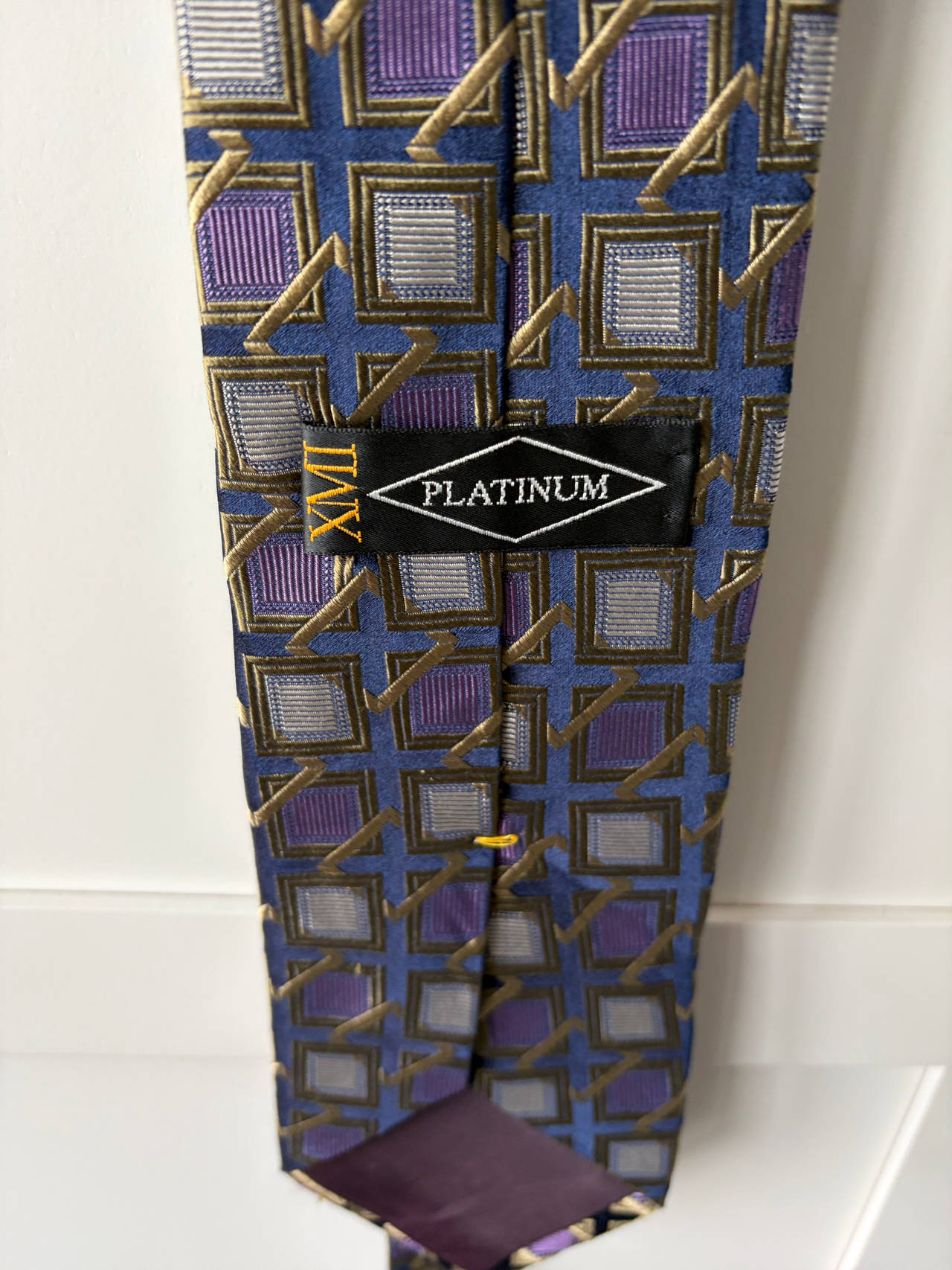 XMI Platinum Geometric Silk Tie