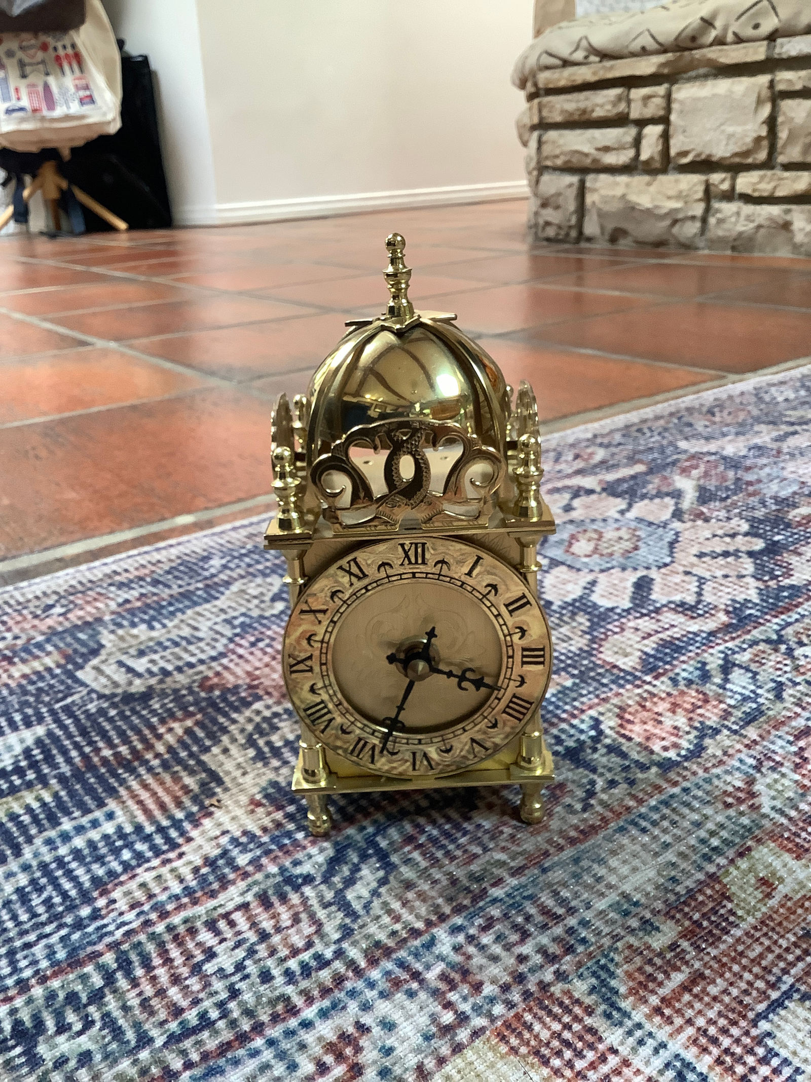 Brass Lantern Mantel Clock