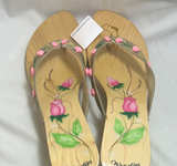 Woodies Hand Painted Rose Wooden Sandals - Image 1