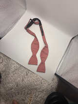 Salvatore Ferragamo Red Silk Geometric Bow Tie - Image 4