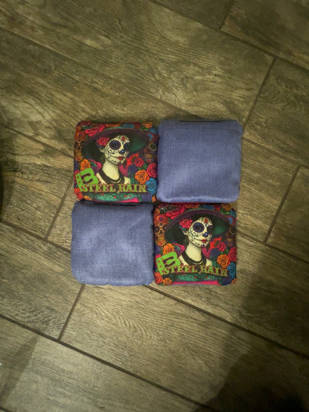 Brotherhood Cornhole Bags Steel Rain Dia de los Muertos Skull