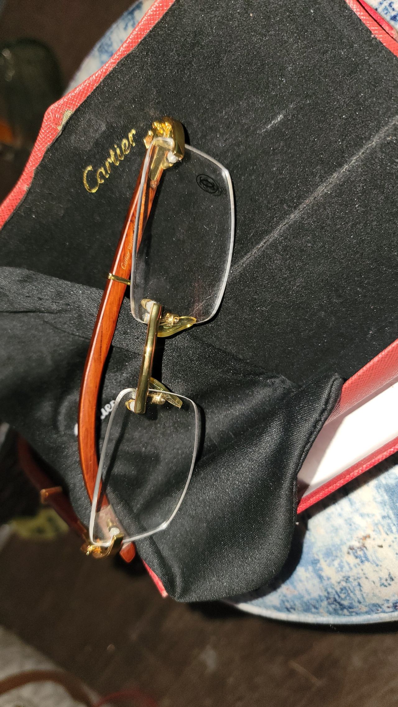 Cartier Malmaison Wood Rimless Glasses