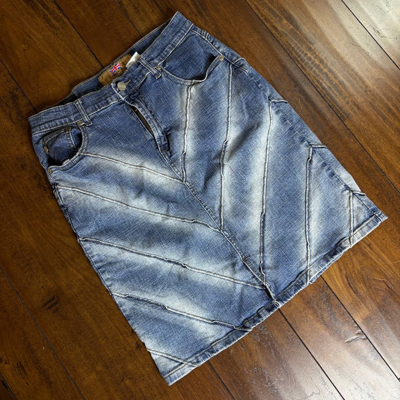 London blue denim ribbed skirt y2k preppy style size medium 