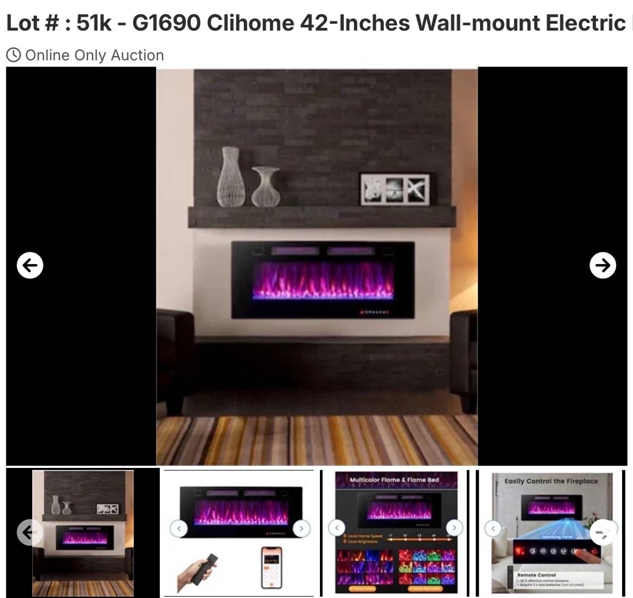 Clihome 42-Inch Wall-mount Electric Fireplace