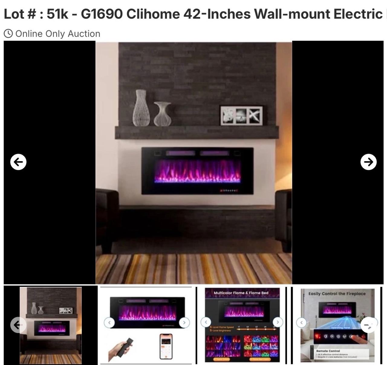Clihome 42-Inch Wall-mount Electric Fireplace