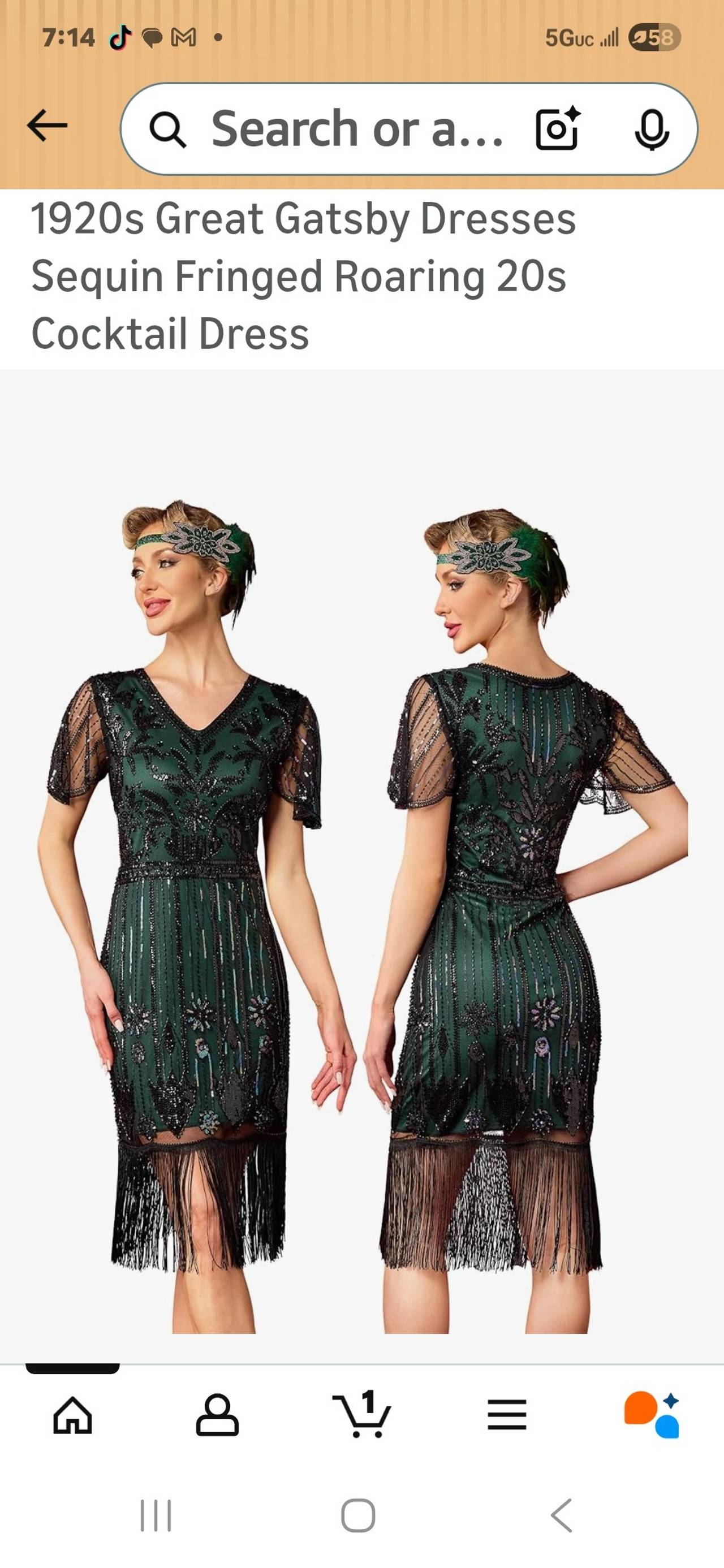 1920s Great Gatsby Sequin Fringed Cocktail Dress