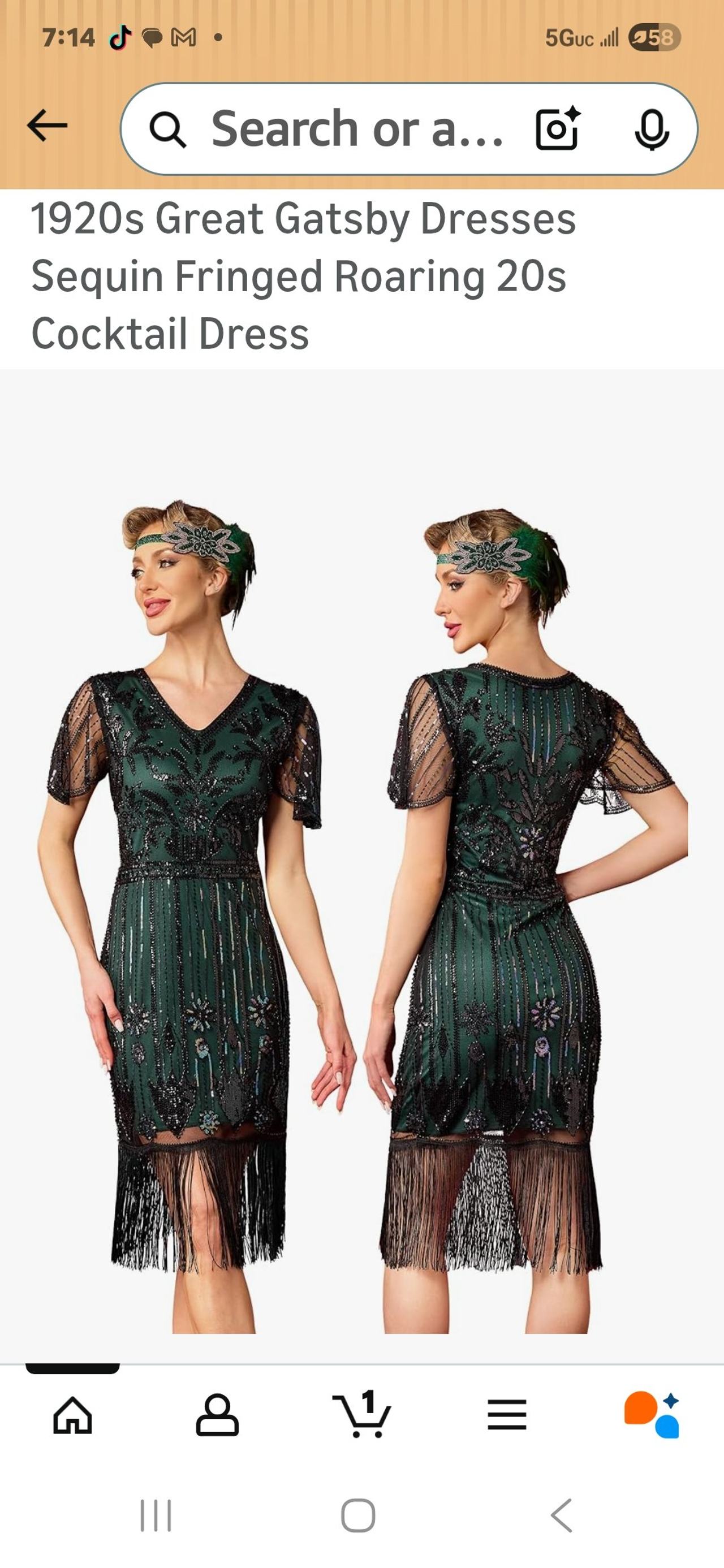 1920s Great Gatsby Sequin Fringed Cocktail Dress