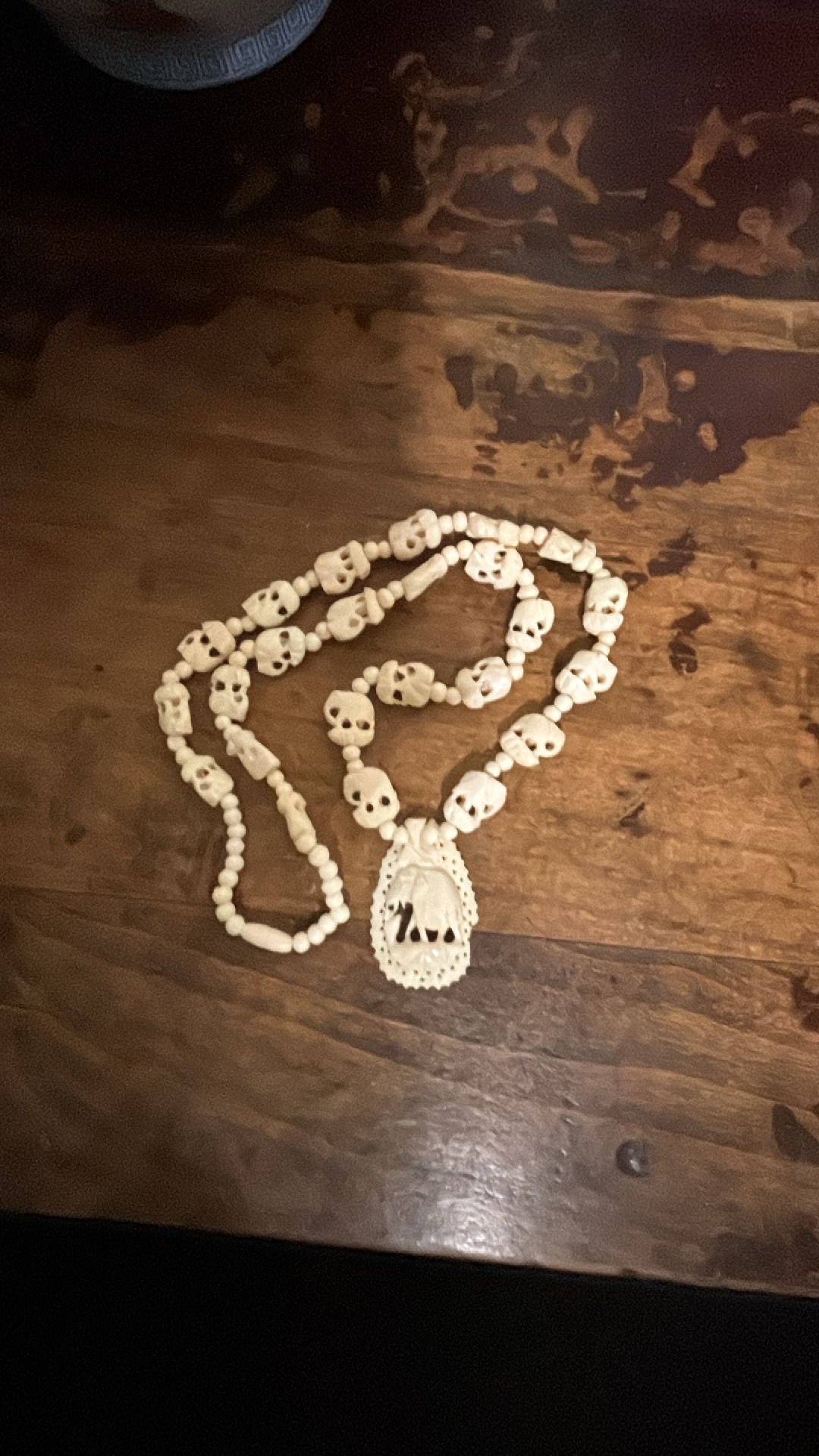 Carved Bone Elephant Necklace