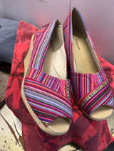 Forever Striped Espadrille Wedge Sandals - Image 1