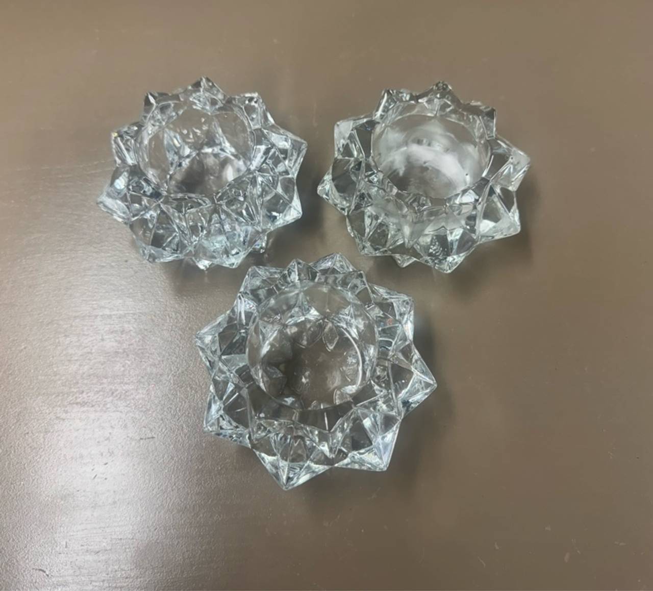 Indiana Glass Crystal Starburst Votive Candle Holders (Pair)