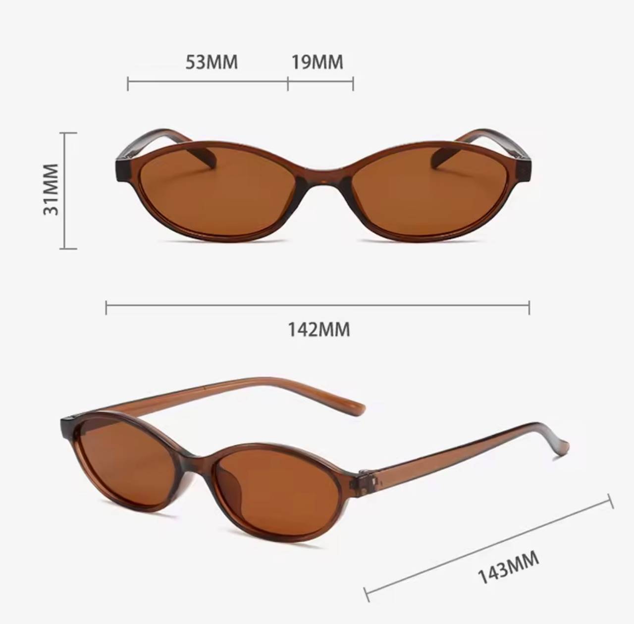 Vintage Retro Oval Sunglasses Brown
