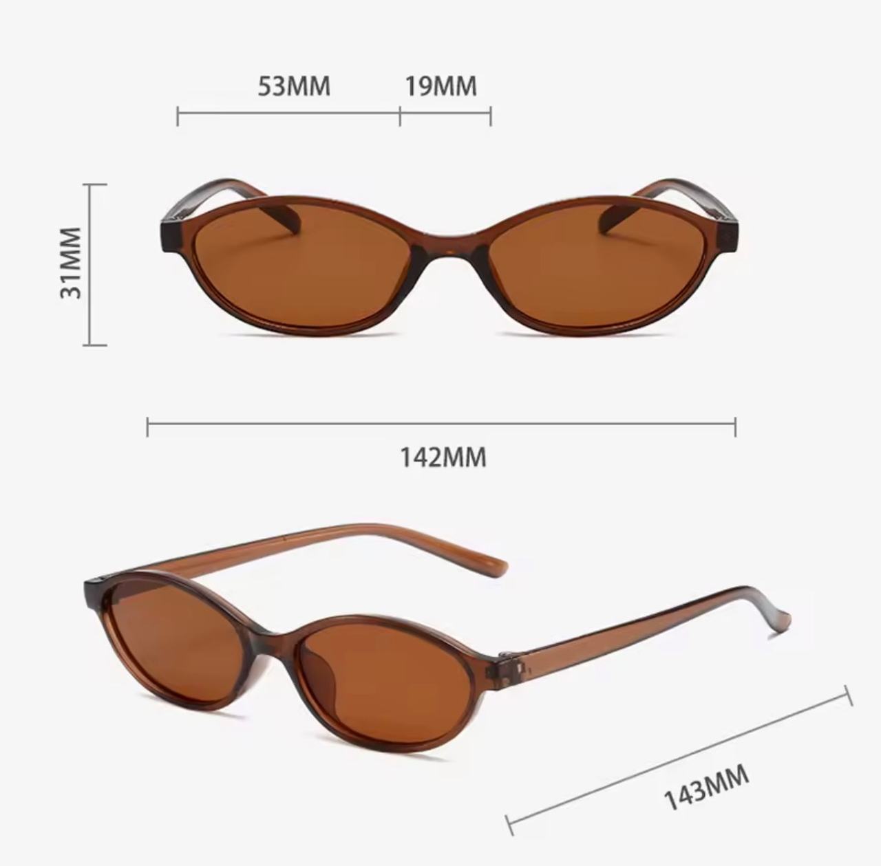 Vintage Retro Oval Sunglasses Brown