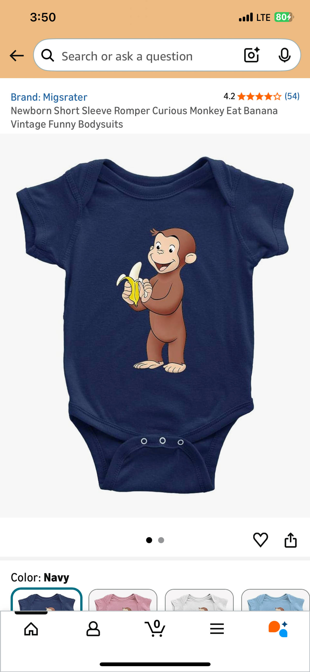 Migsrater Newborn Short Sleeve Romper Curious Monkey Eat Banana Vintage Funny Bodysuits