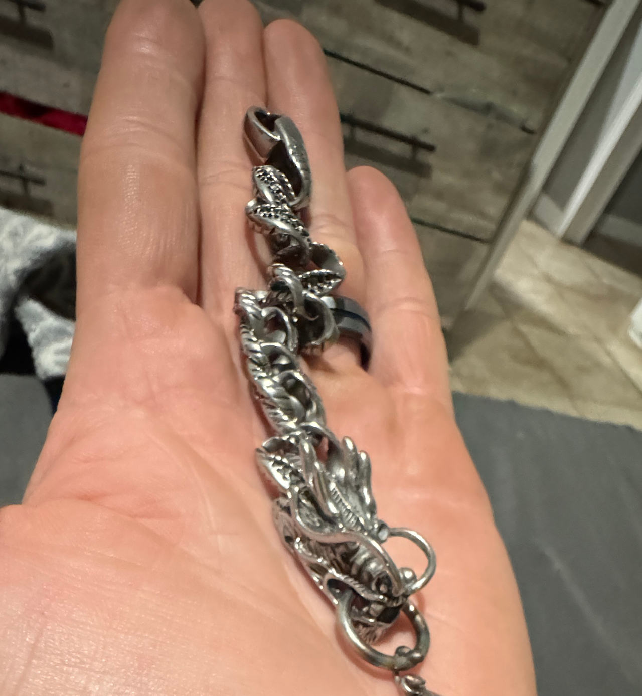 Sterling Silver Dragon Head Link Bracelet