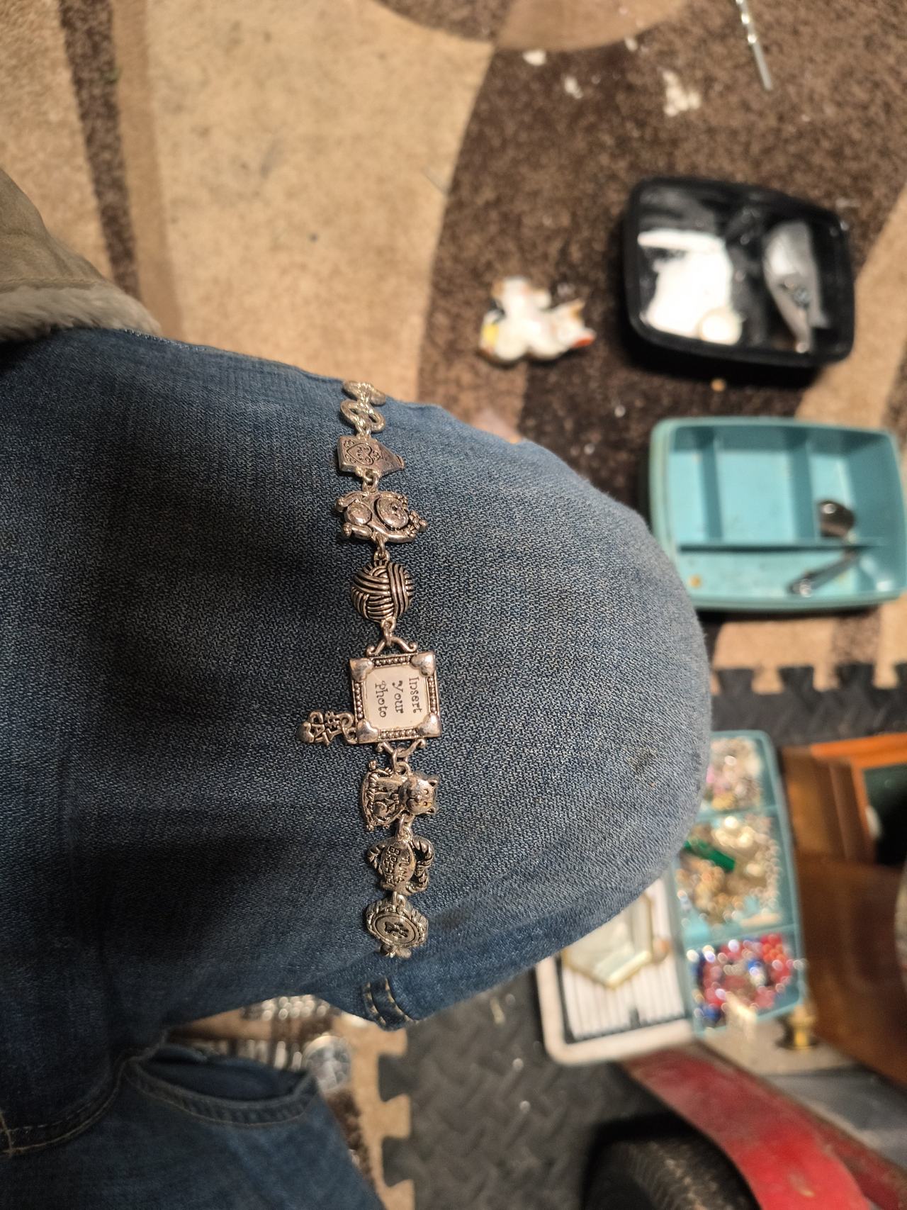Vintage Style Multi-Charm Bracelet with Photo Frame