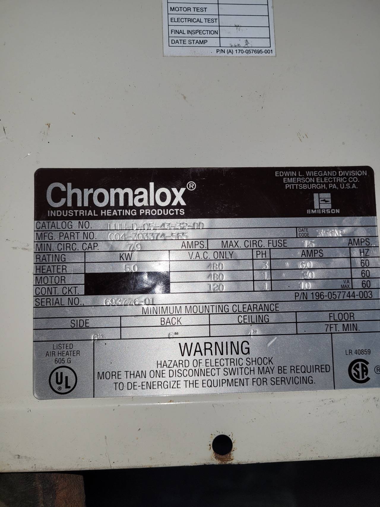 Chromalox LUH Series Industrial Unit Heater
