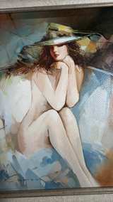 Kamoo Seated Nude with Sun Hat Oil Painting - Image 5