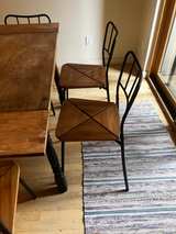 Rustic Wood Dining Table and 6 Metal Chairs Set - Image 5