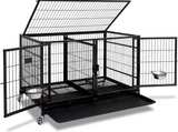 43 Inch Metal Open Top Stackable Heavy Duty Dog Cage Kennel with Three Door  - Image 2