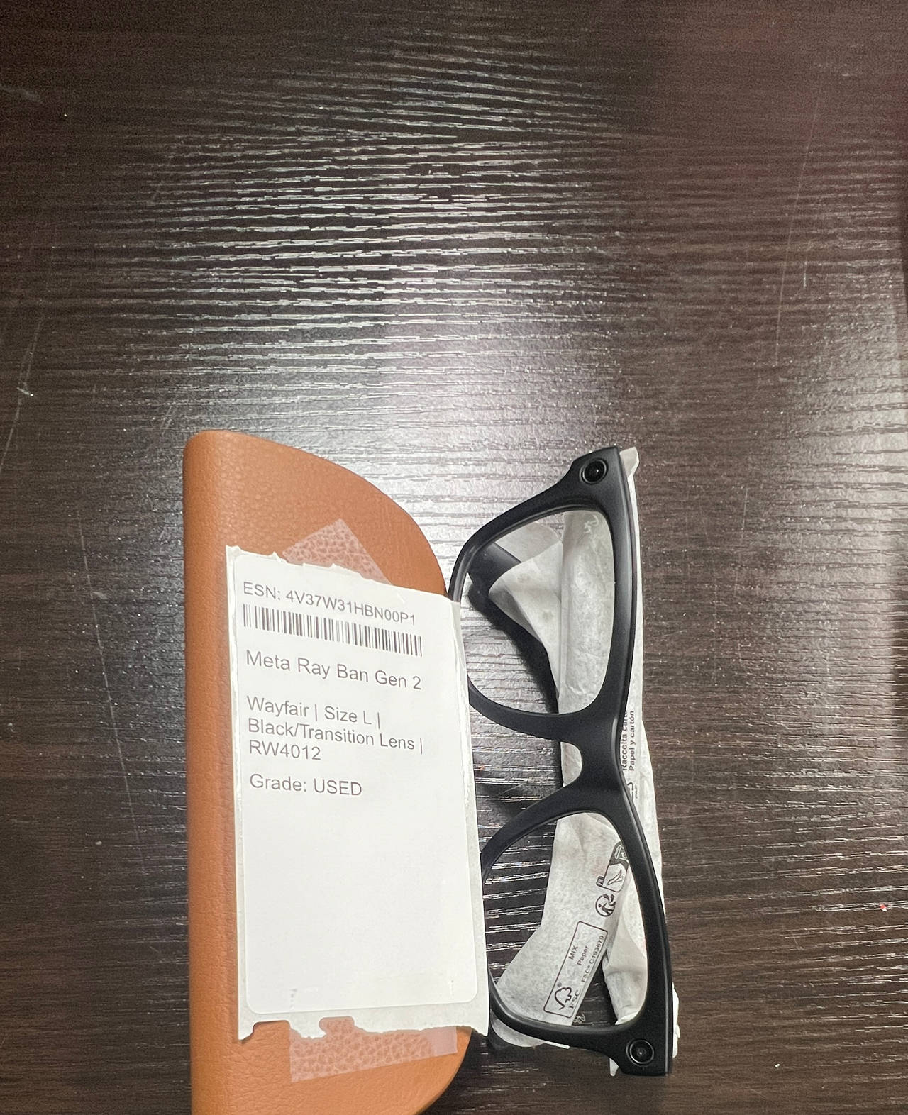 Ray-Ban Meta Wayfarer Smart Glasses Gen 2 Black Transition Lens Size L