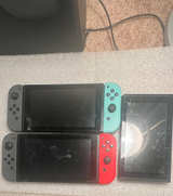 Nintendo Switch with Neon Blue and Neon Red Joy-Con 3 consoles as is parts - Image 1