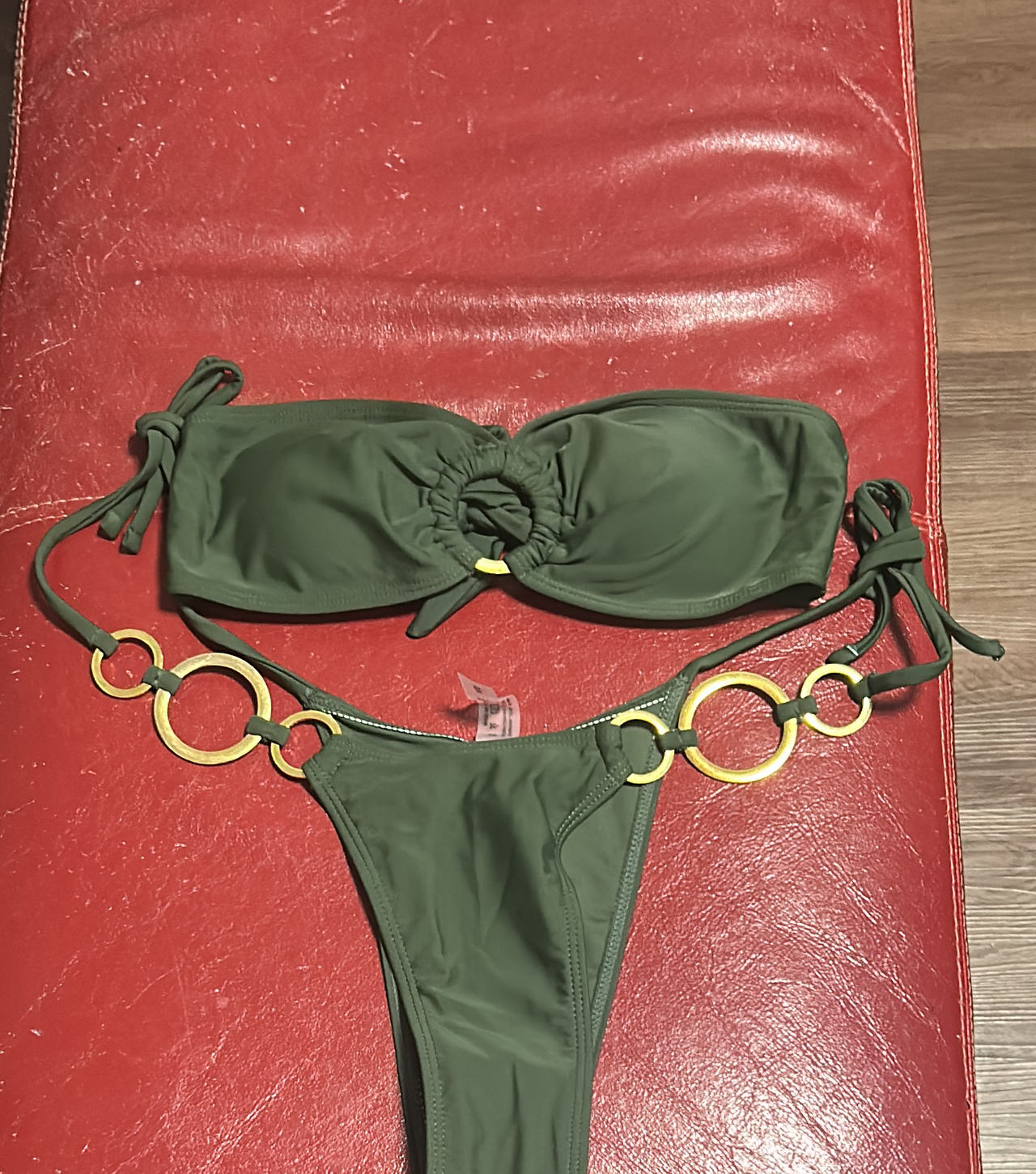 Victoria's Secret Olive Green Gold Ring Bikini Set
