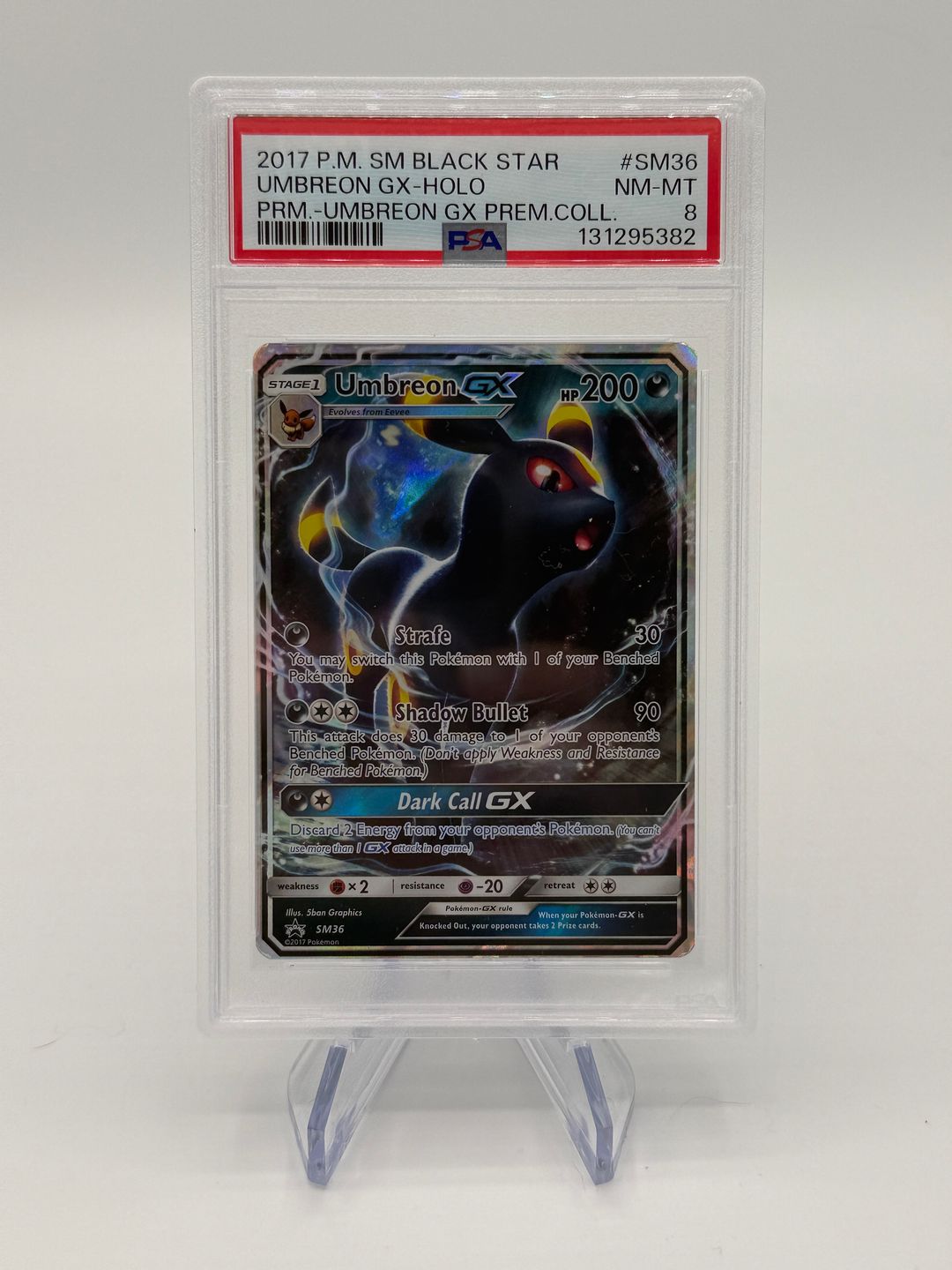 2017 Pokemon Sun & Moon Black Star Promo Umbreon GX SM36 PSA 8