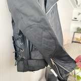 Men's Real Leather Biker Jacket with Belt and Side Laces - 4XL - Image 6