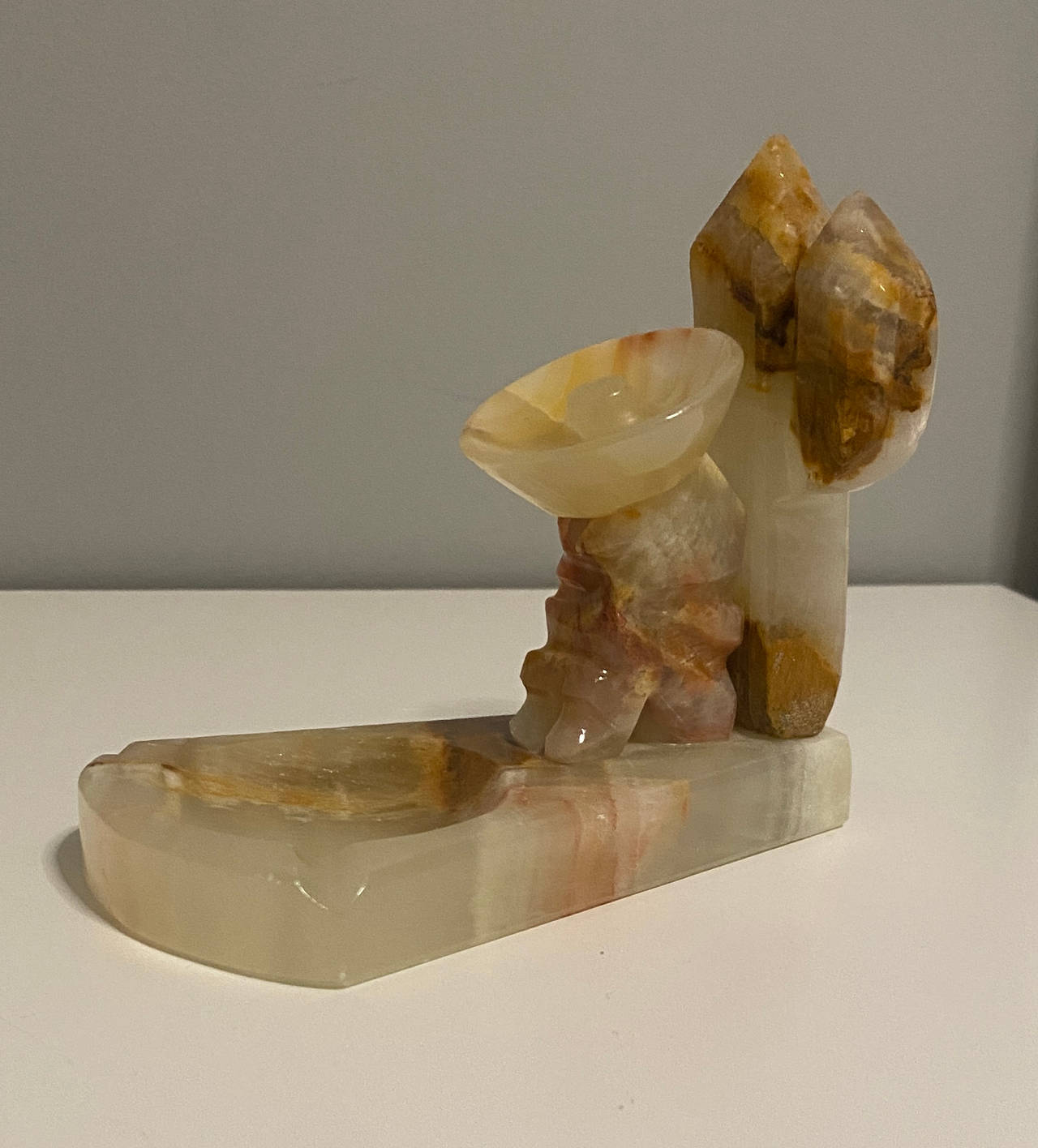 Vintage Onyx Satellite Dish Ashtray Figurine