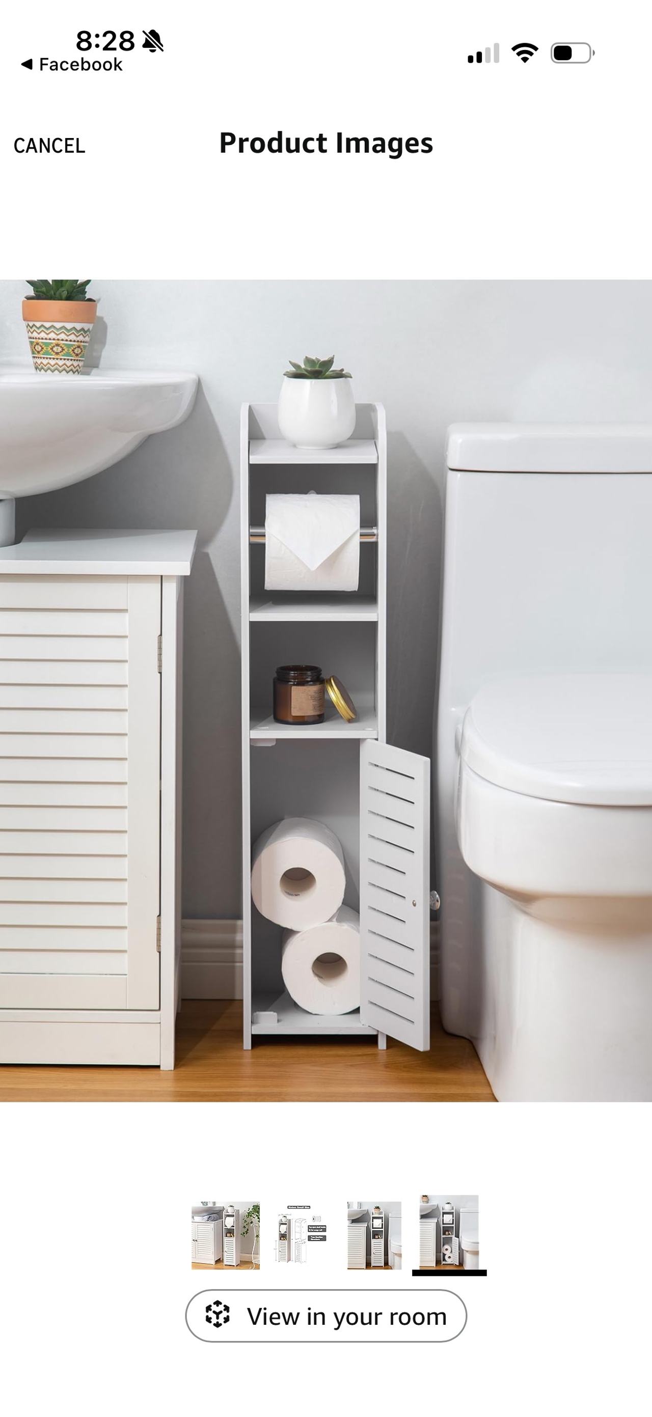 Slim Bathroom Storage Cabinet with Toilet Paper Holder
