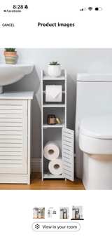Slim Bathroom Storage Cabinet with Toilet Paper Holder - Image 1