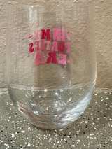 In My Forties Era Stemless Wine Glass Pink Retro Design - Image 2