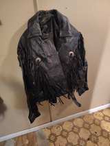Vintage Fringe Leather Biker Jacket with Conchos - Image 3