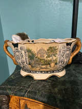 Vintage Style Ceramic Garden Scene Planter - Image 1