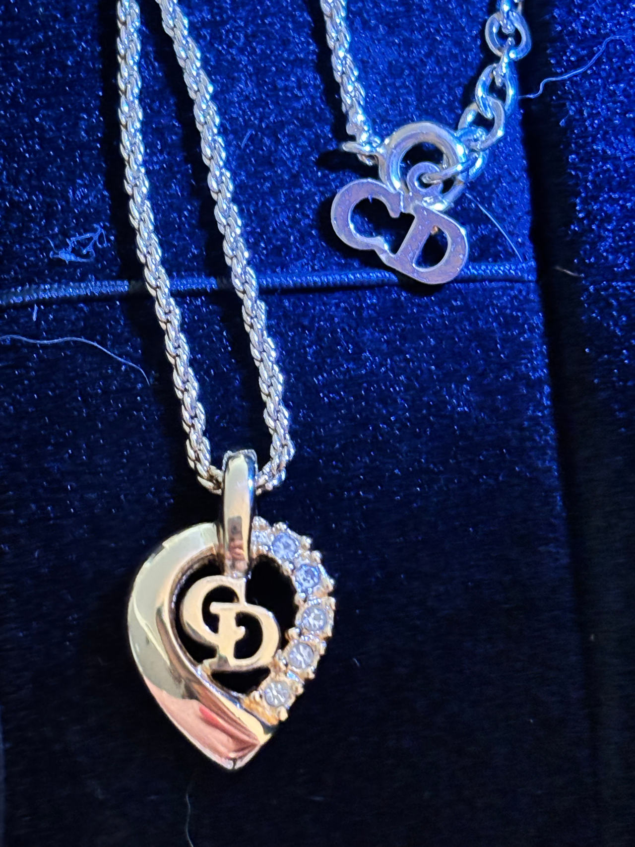 Christian Dior Pendant Necklace with Rhinestones 