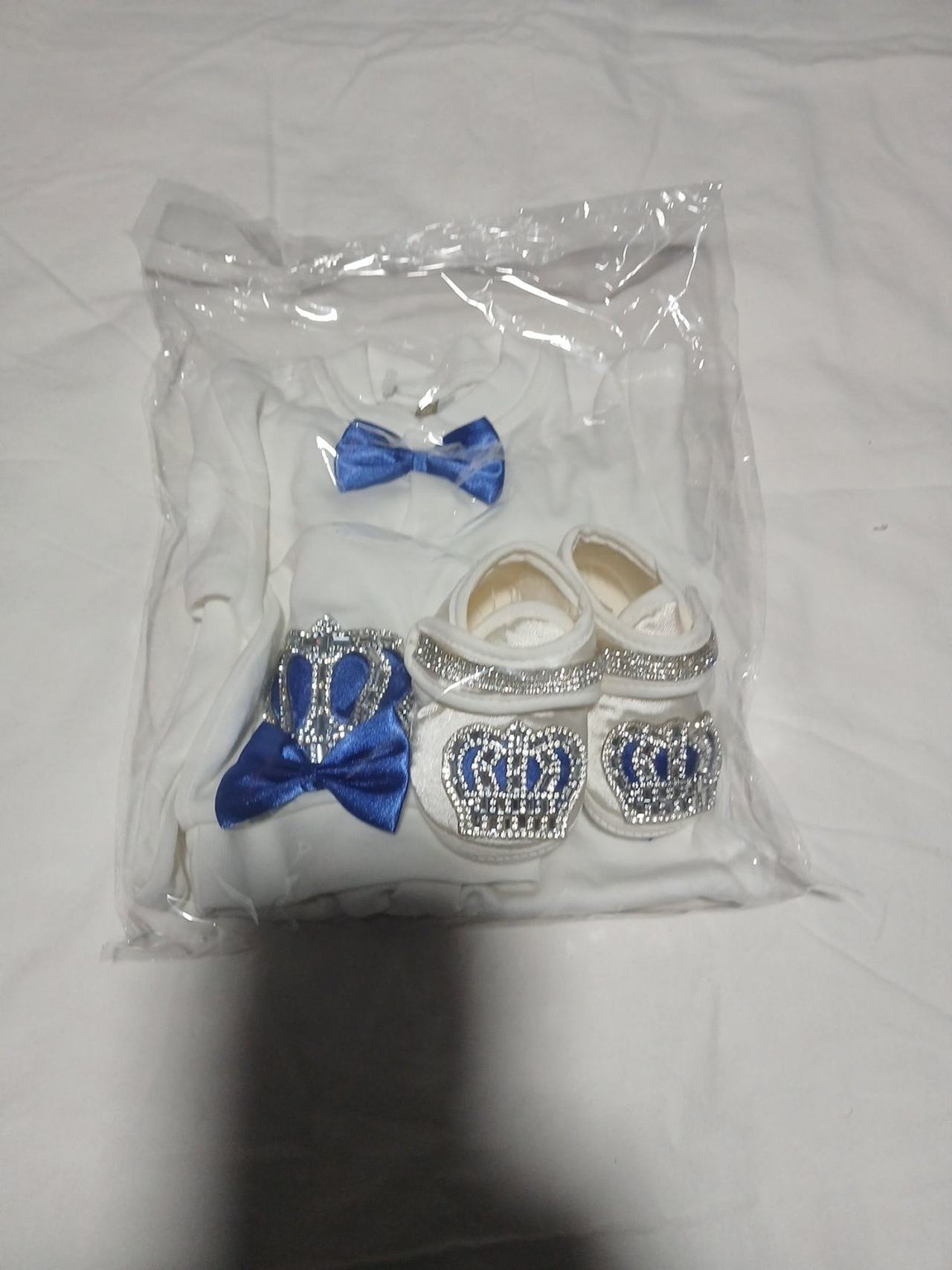 Royal Prince Baby Boy Rhinestone Crown Outfit Set