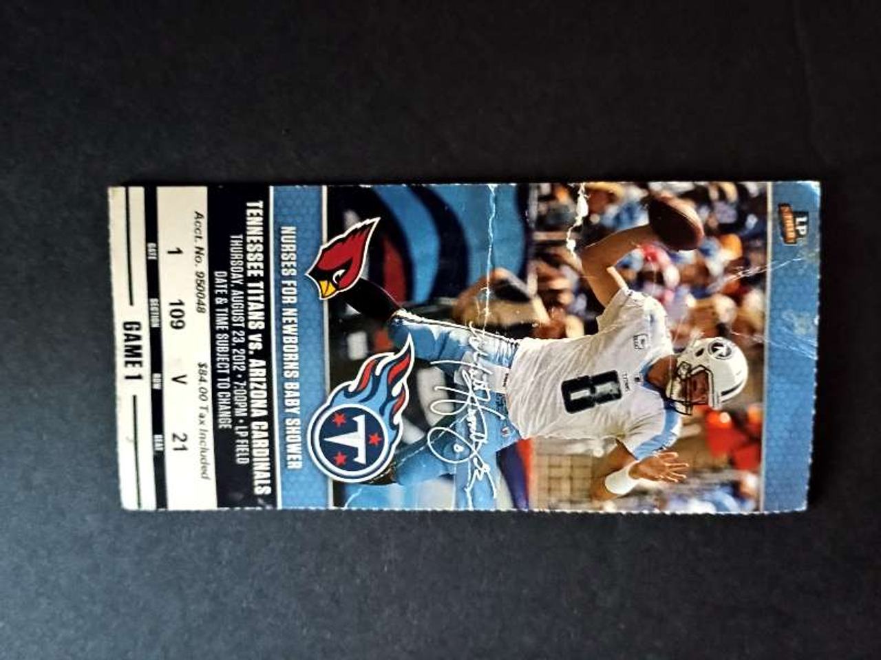 2012 Tennessee Titans vs. Arizona Cardinals Game Ticket Stub