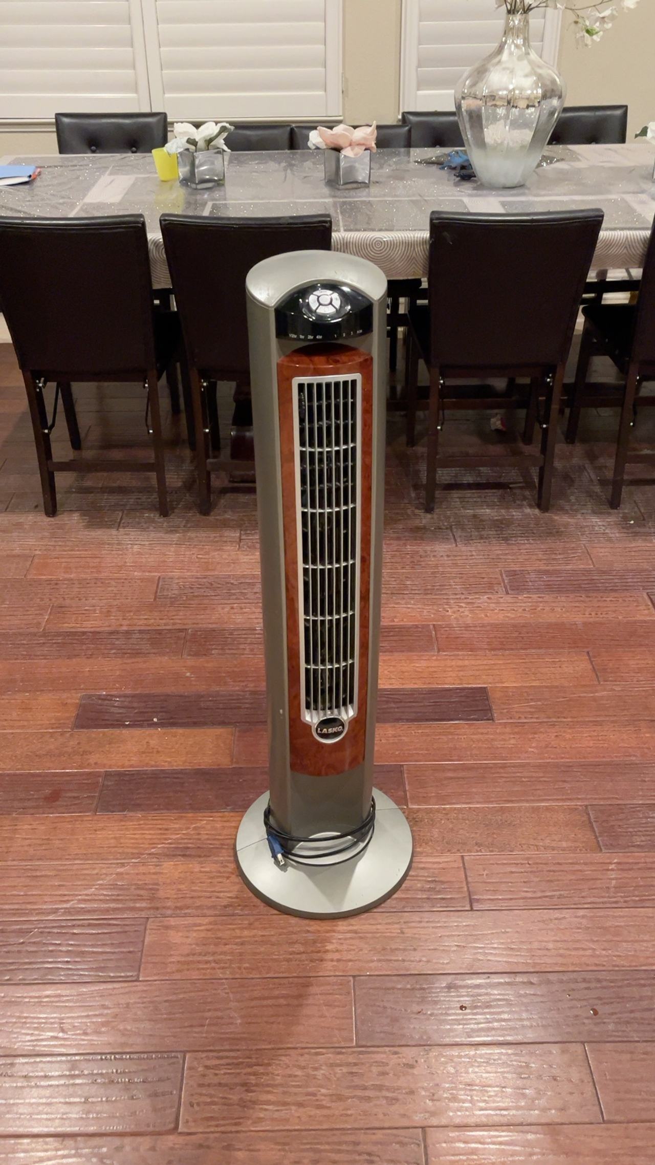 Lasko 42" Wind Curve Tower Fan with Ionize - Gray/Woodgrain