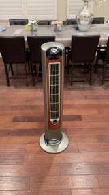 Lasko 42" Wind Curve Tower Fan with Ionize - Gray/Woodgrain - Image 1