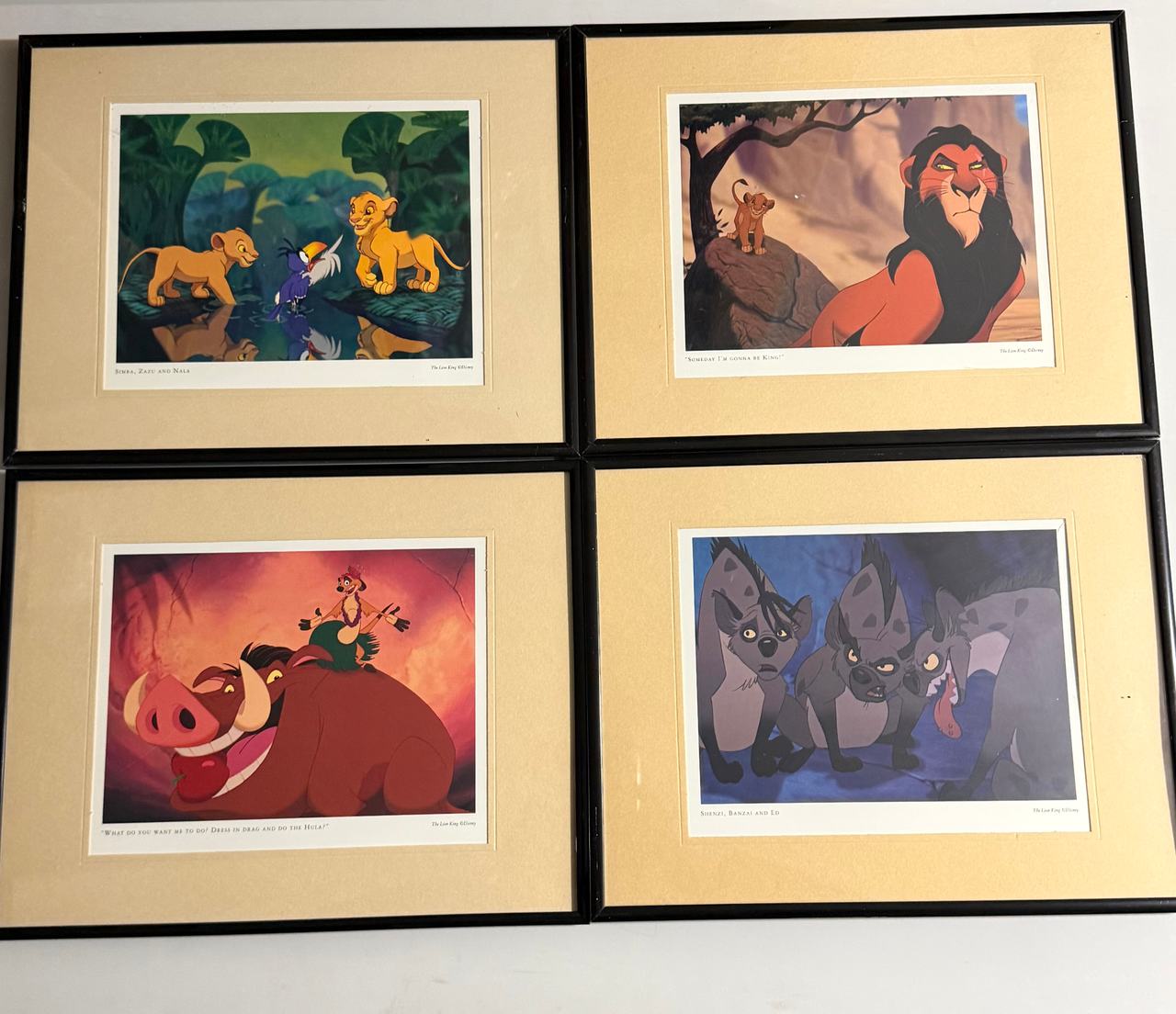 Set of 4 Disney The Lion King Framed Prints Simba Scar Timon Pumbaa Hyenas Wall