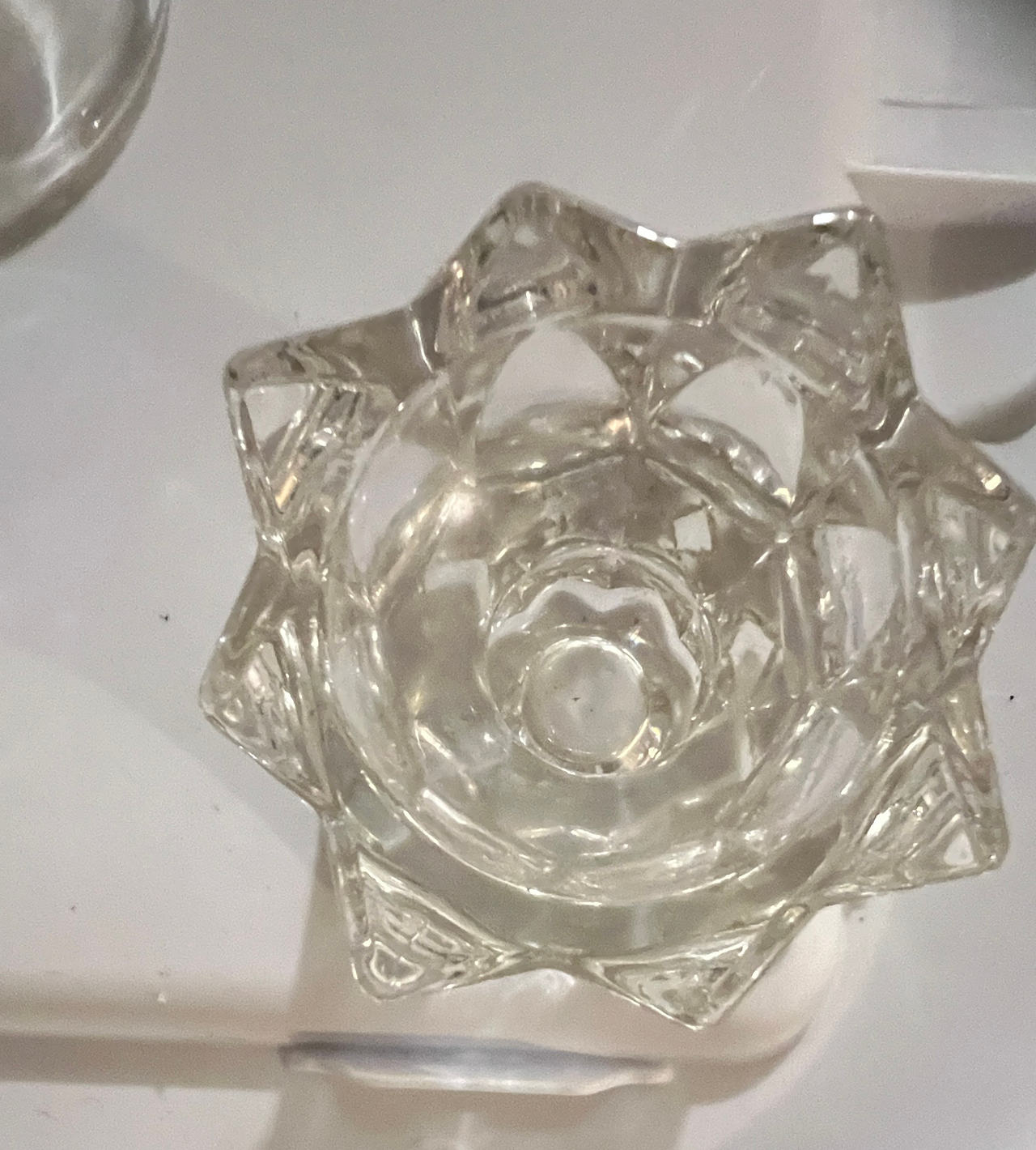 Vintage Star Shaped Clear Glass Candle Holder