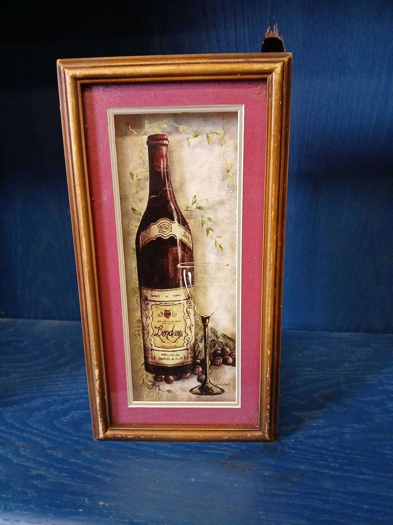 Vintage 3D Wine Bottle Shadow Box Wall Art