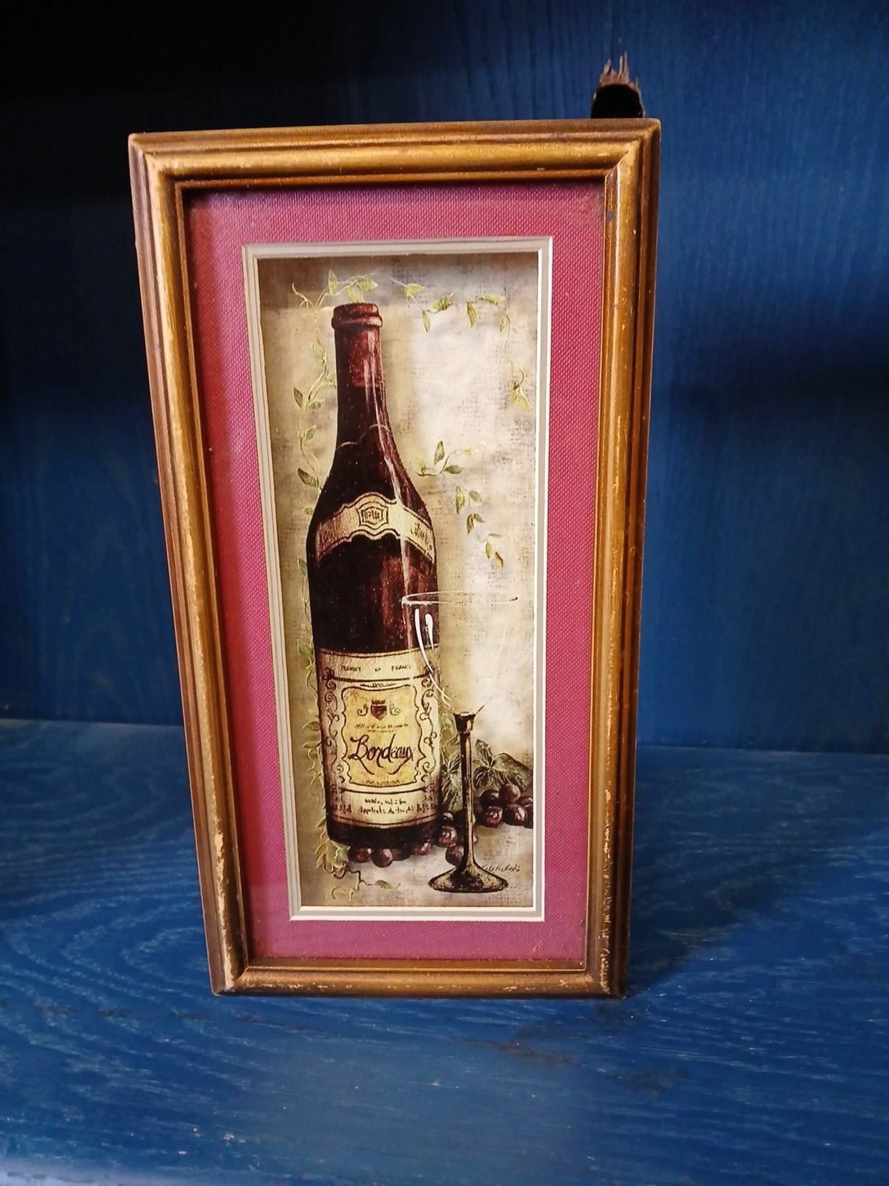 Vintage 3D Wine Bottle Shadow Box Wall Art