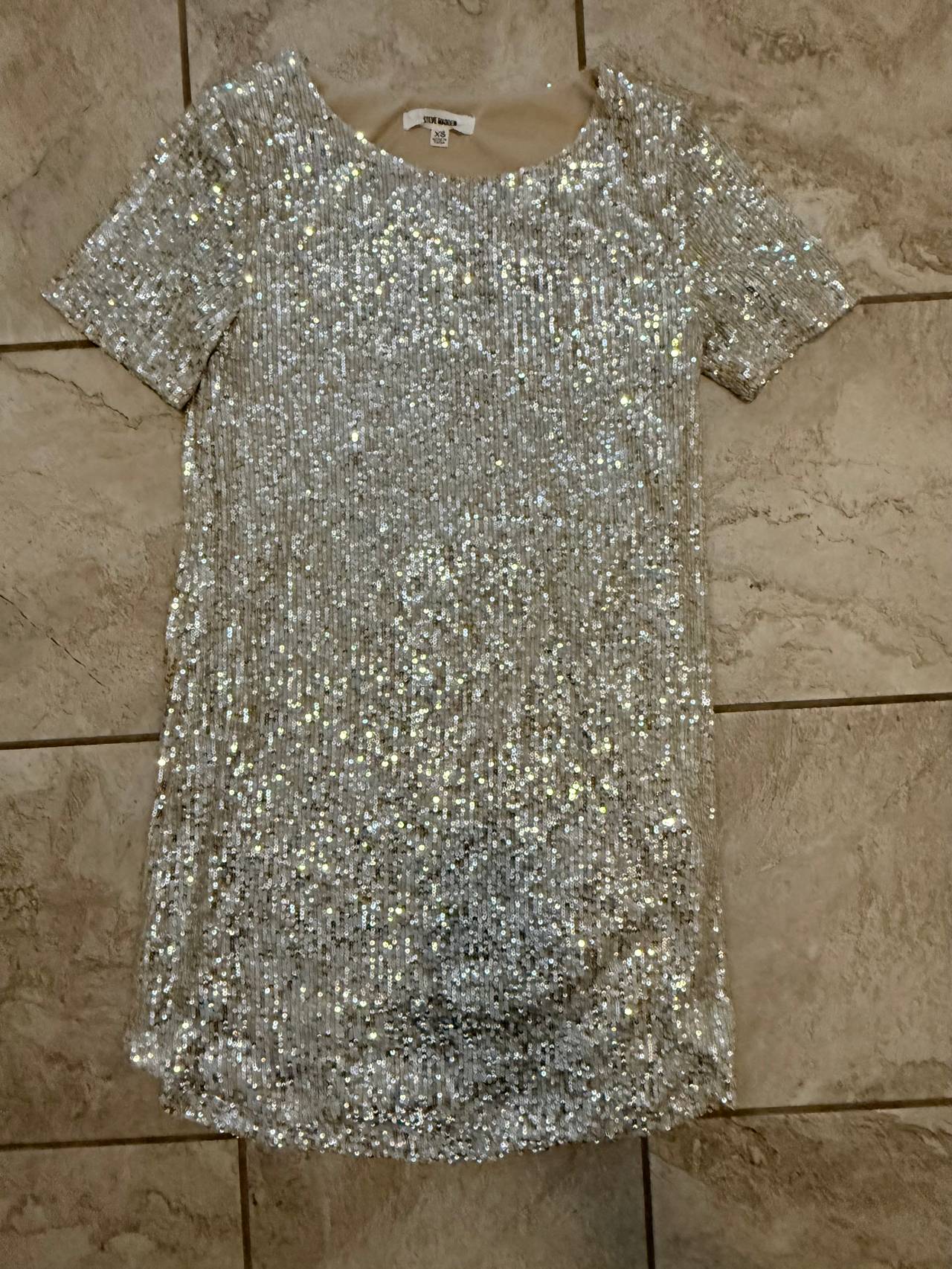 Steve Madden Silver Sequin Mini Dress XS