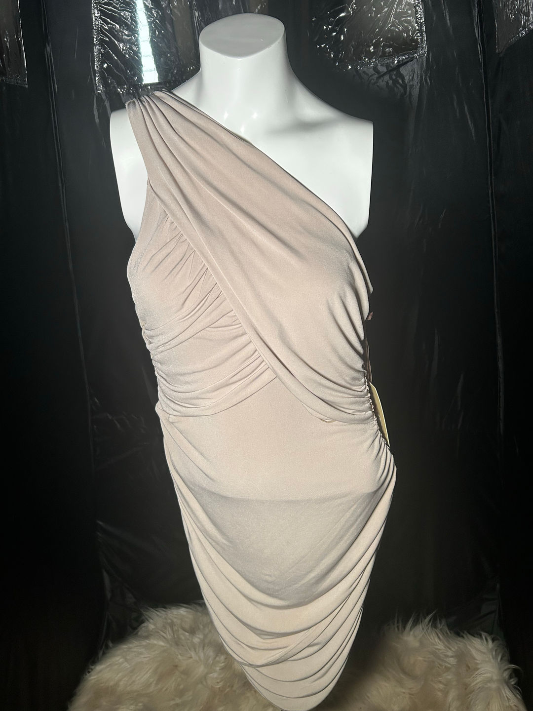 One Shoulder Ruched Mini Dress