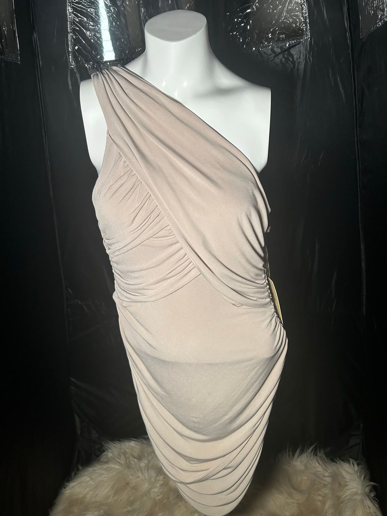 One Shoulder Ruched Mini Dress