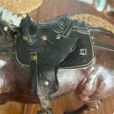 Vintage Leather Wrapped Horse Statue with Western Saddle - Image 5