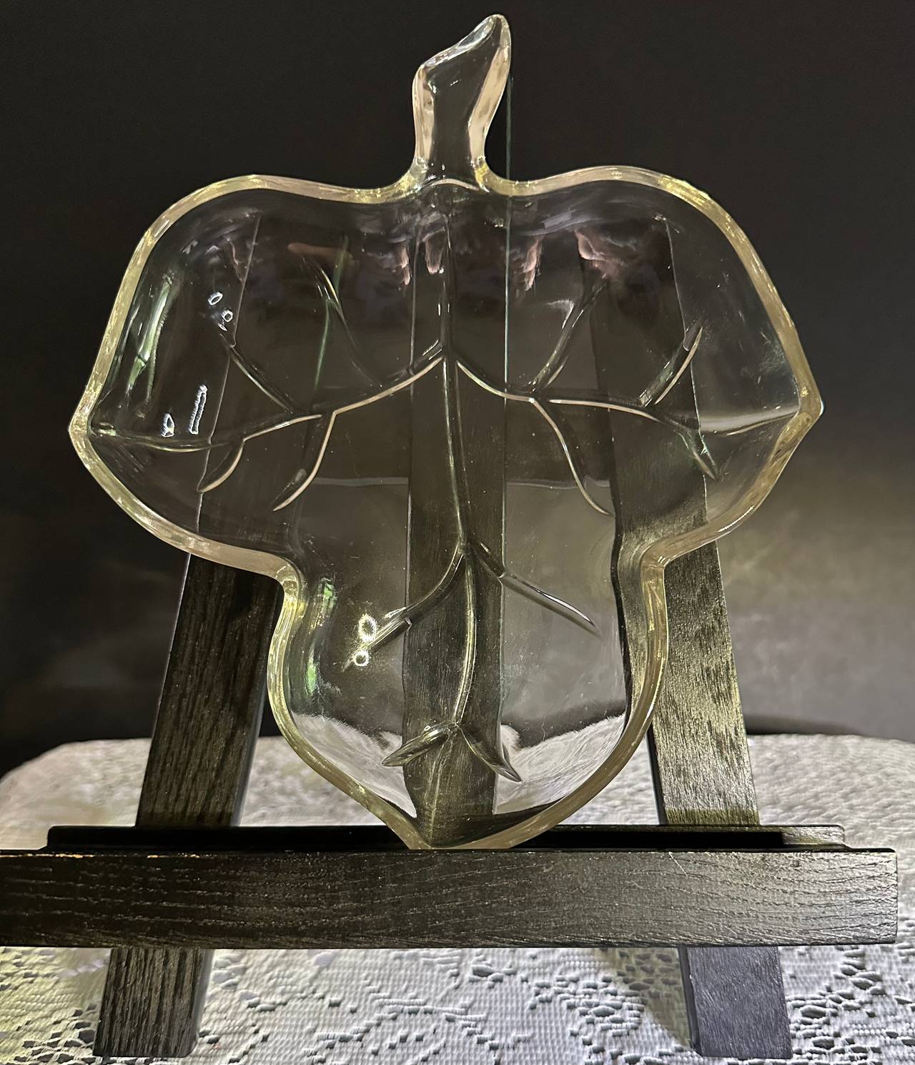 Vintage Hazel-Atlas Clear Glass  Leaf-Shaped Dish