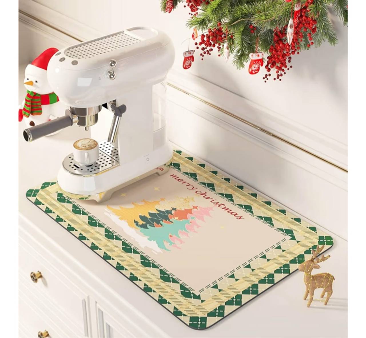 DK177 Coffee Mat - Dish Drying Mat for Kitchen Counter, Hide Stain, Absorbent